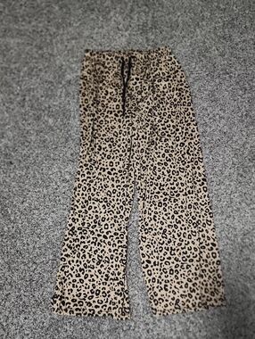 Leopard Print Women's Pajama Pants - Beige Black